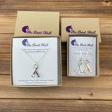 Sterling Pony Nail Awareness Necklace and Earrings