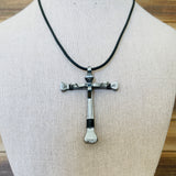 Horseshoe Nail Cross black wire wrapping