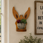 Mule Ear Shaped Plant Shelf Rustic Wood Wall Organizer Farmhouse Decor Essential Equestrian Lover Gift Between The Ears Design Trail Rider Barn Accessory Laser Cut Construction Country Home Accent Housewarming Present Western Style Storage