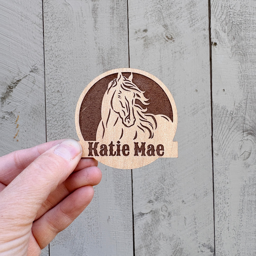 Custom Text Magnet with Horse