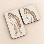 Barn Decor Poop Chute Wooden Magnet Laser Engraved Basswood Art Horse Rear View Anatomy Design Natural Light Wood Finish Rustic Style Equestrian Gift Stable Accessory Refrigerator Display Funny Horse Present Kitchen Decoration Novelty Item Gag Gift