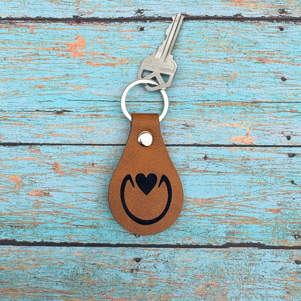 Hoofprint w/ Heart Frog Leatherette Keychain