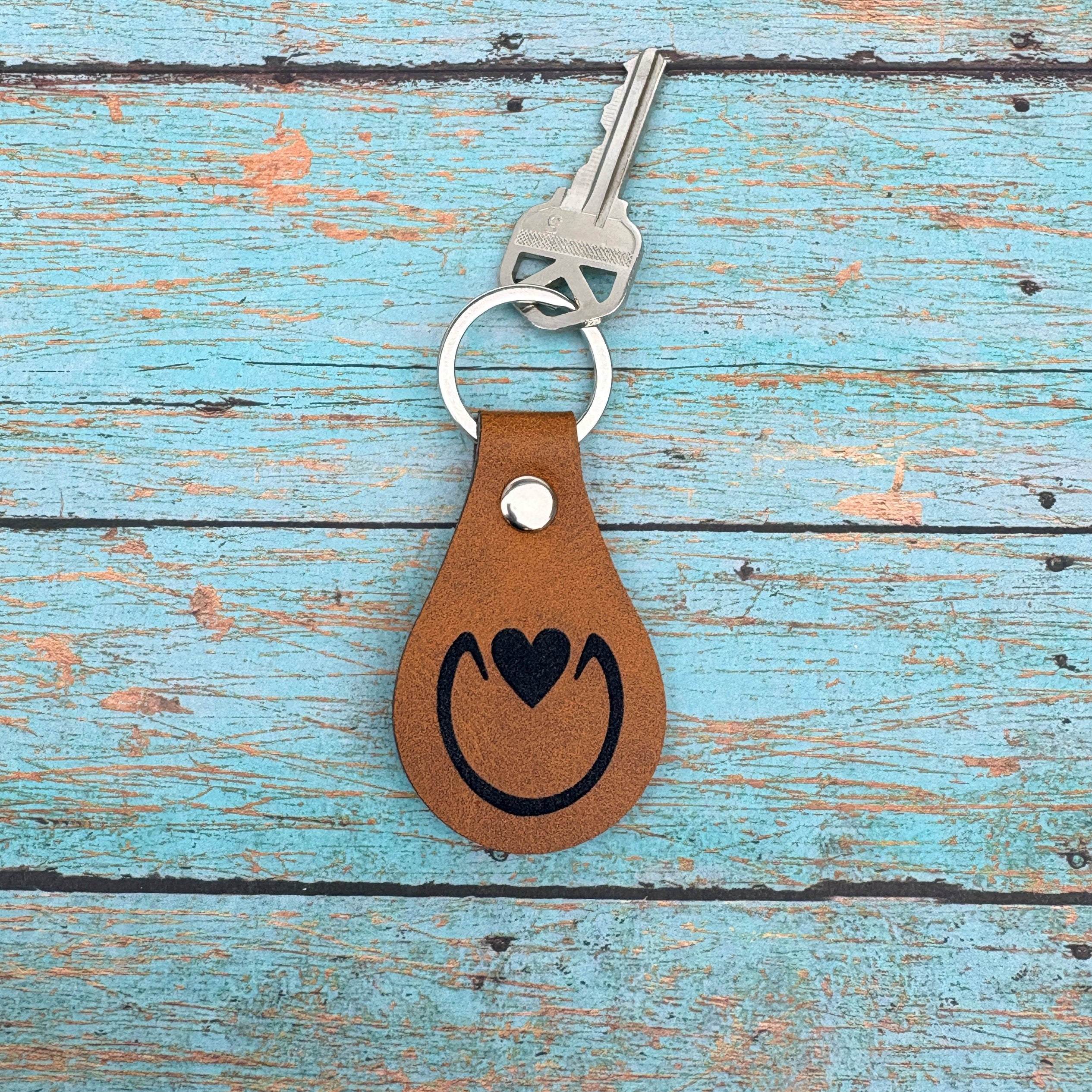 Hoofprint w/ Heart Frog Leatherette Keychain