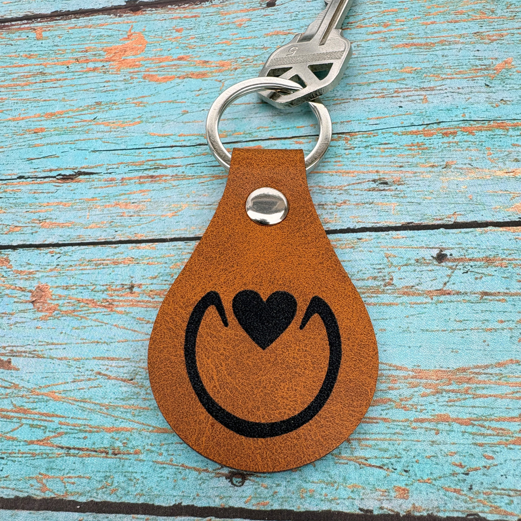 Hoofprint w/ Heart Frog Leatherette Keychain