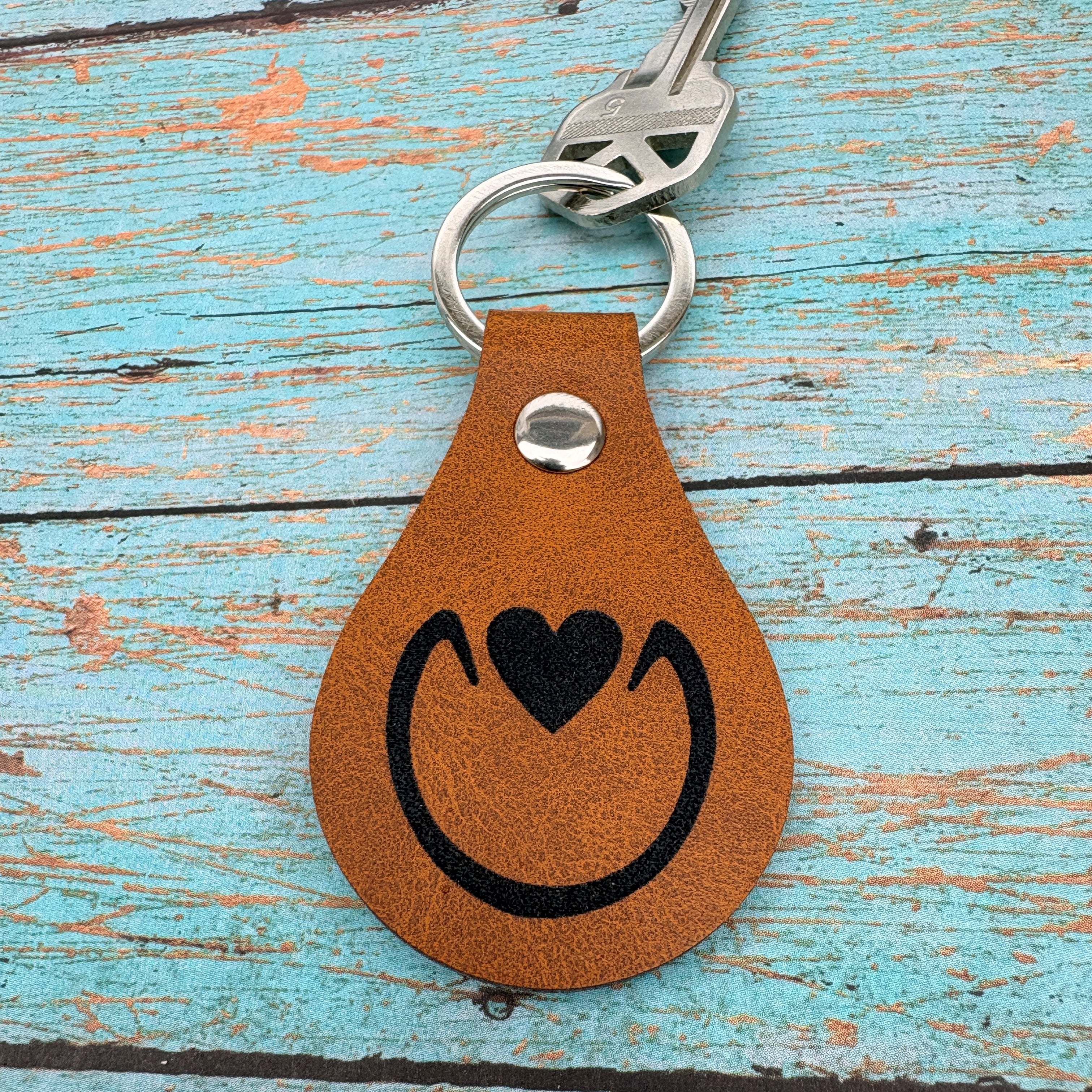 Hoofprint w/ Heart Frog Leatherette Keychain