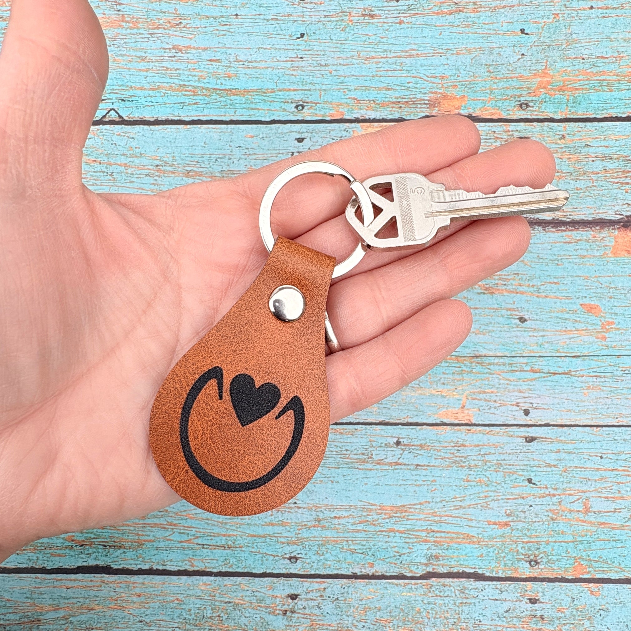 Hoofprint w/ Heart Frog Leatherette Keychain