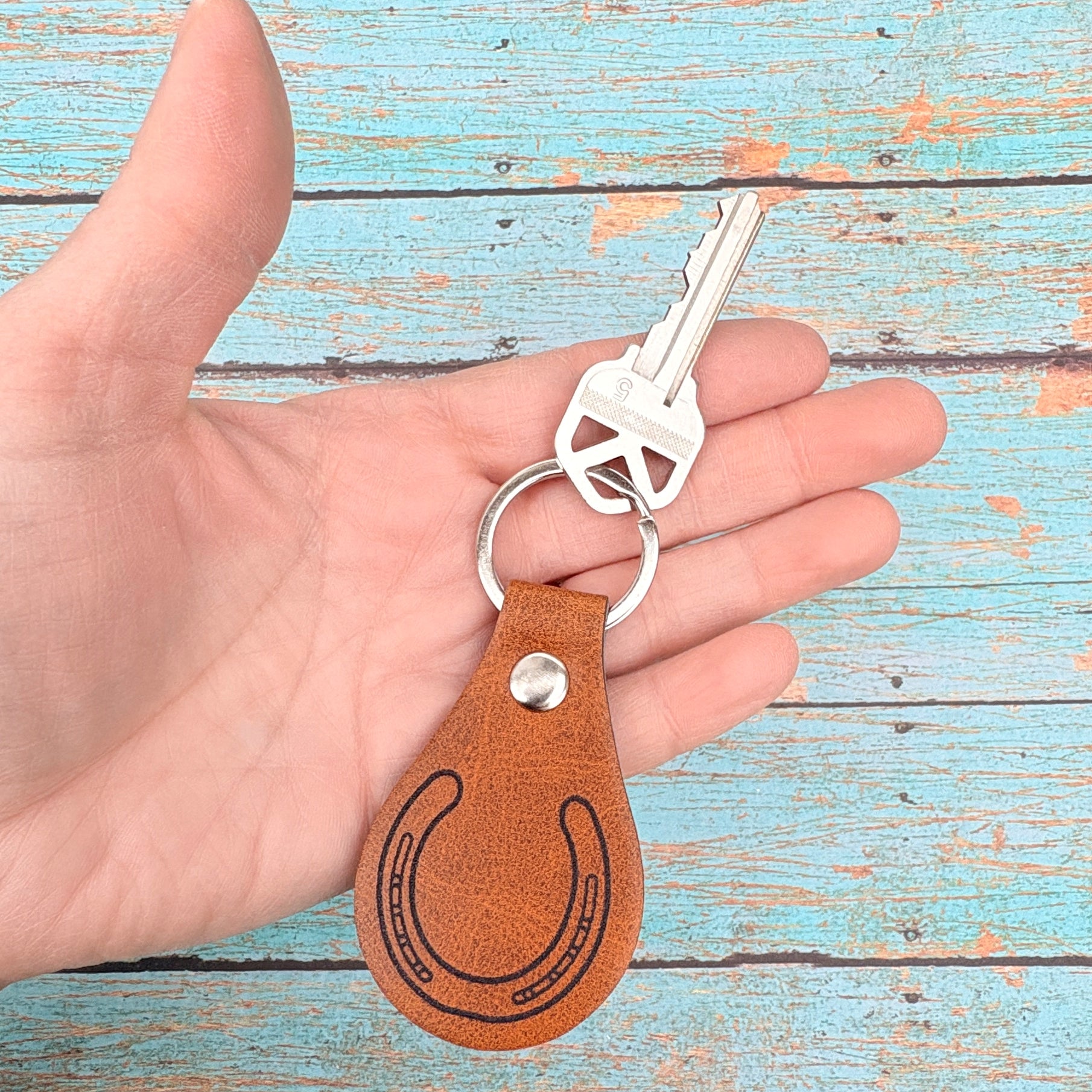 Horseshoe Leatherette Keychain