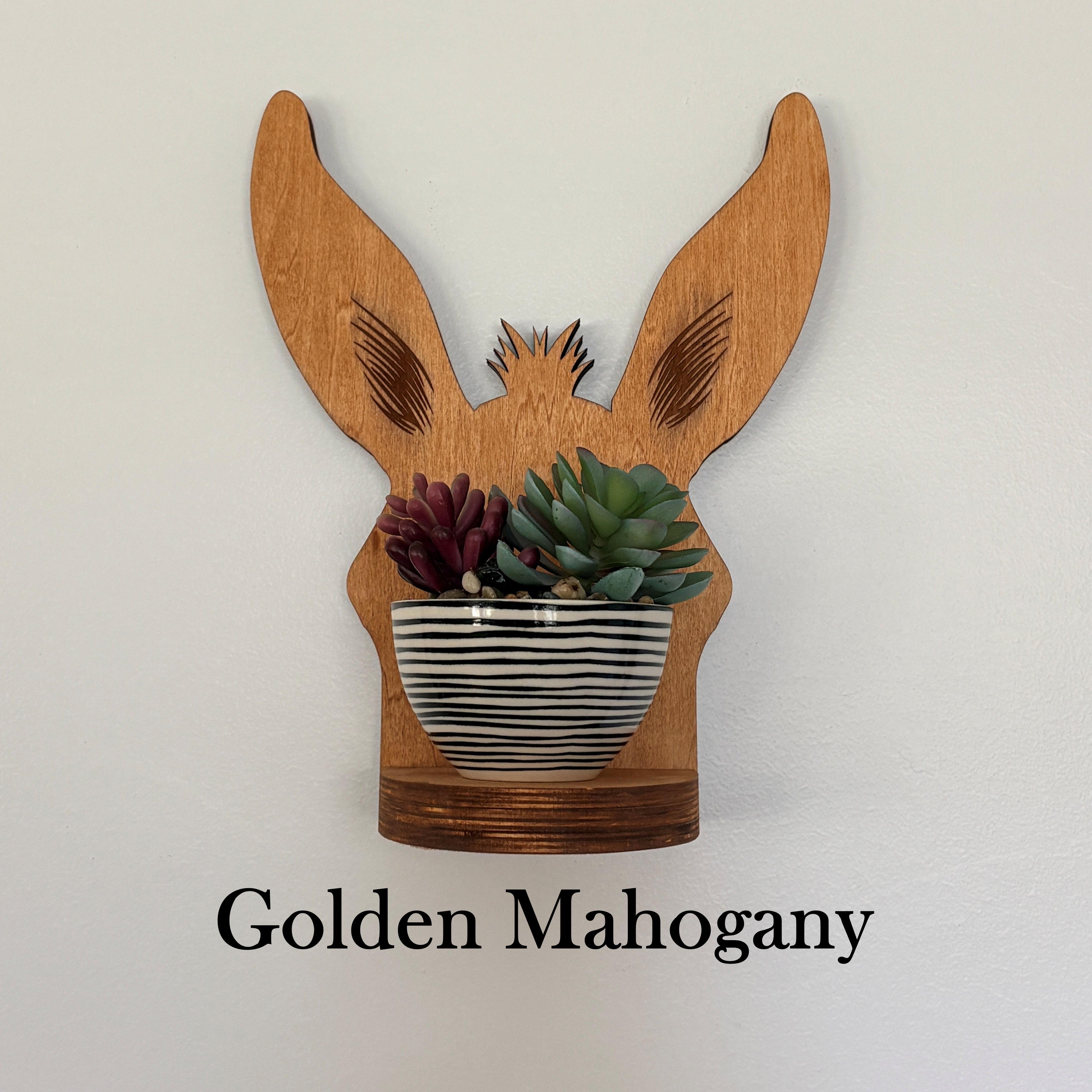 Equestrian Gift Collection Rustic Mule Ear Wall Shelf Plant Holder Design Farmhouse Style Organizer Wooden Construction Between The Ears Shape Trail Rider Barn Decor Country Home Accent Housewarming Present Laser Cut Display Storage
