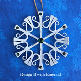 Horseshoe Nail snowflake ornament with May Emerald Crystals