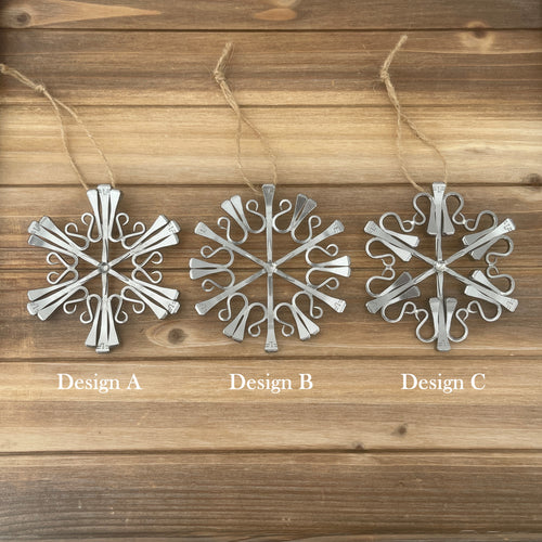 Horse Shoe Nail Snowflake Ornaments