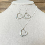 Sterling Pony Nail Heart Necklace and Earrings