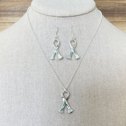 Sterling Pony Nail Awareness Necklace and Earrings