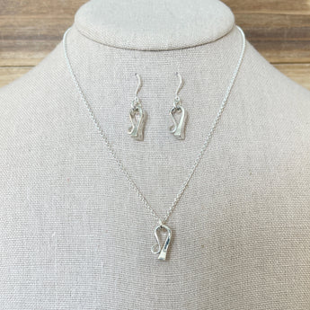Sterling Pony Nail Hunter Style Necklace and Earrings