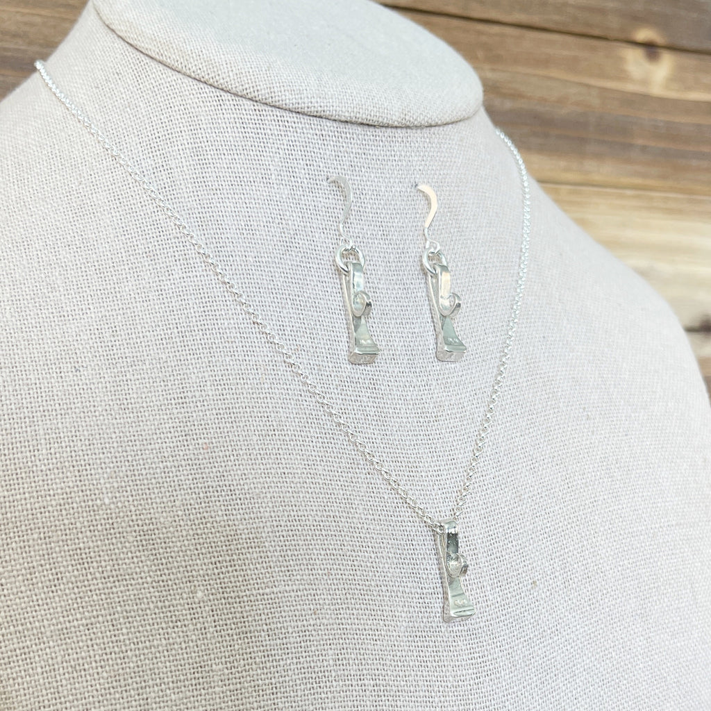 Sterling Pony Nail Dressage Style Necklace and Earrings