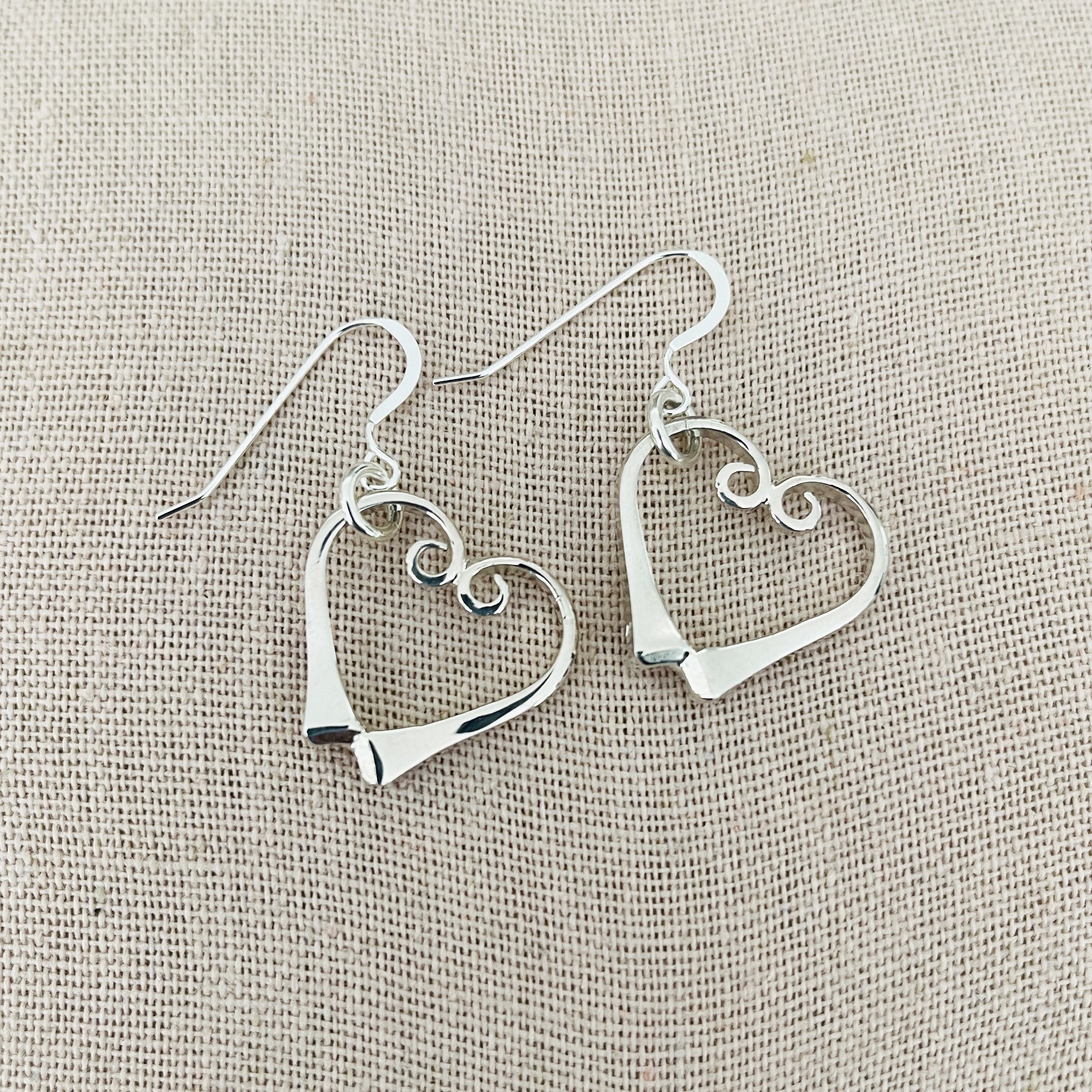 Sterling Pony Nail Heart Necklace and Earrings