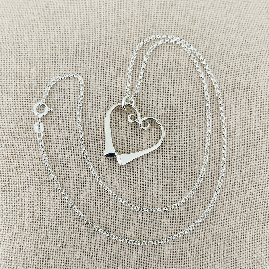 Sterling Pony Nail Heart Necklace and Earrings