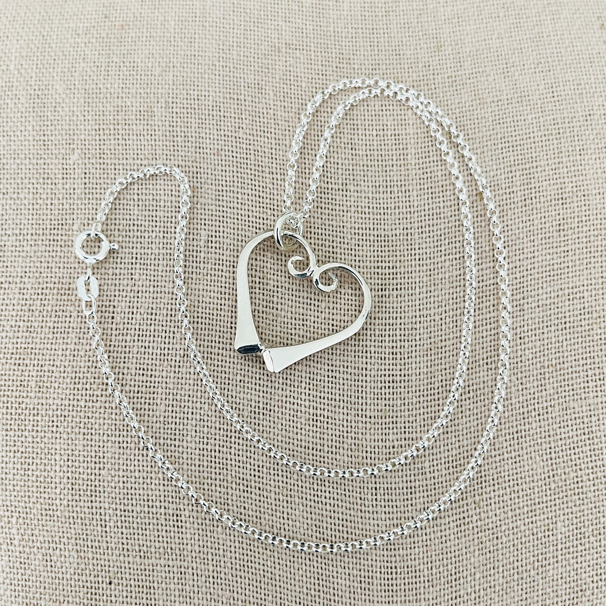 Sterling Pony Nail Heart Necklace and Earrings