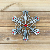 Design A with July Ruby Crystals Horseshoe Nail Snowflake Ornament