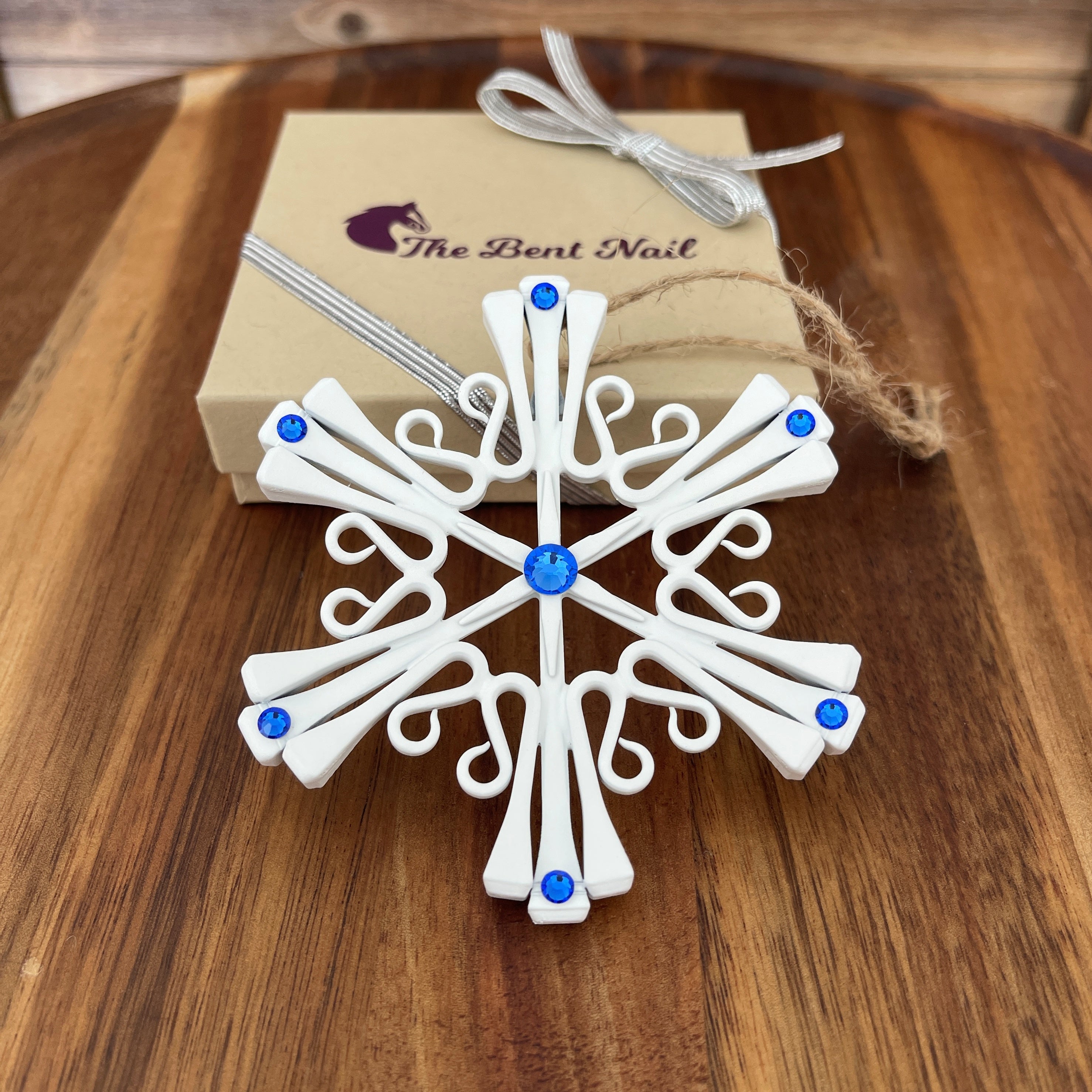 White Classic Snowflake with Crystals