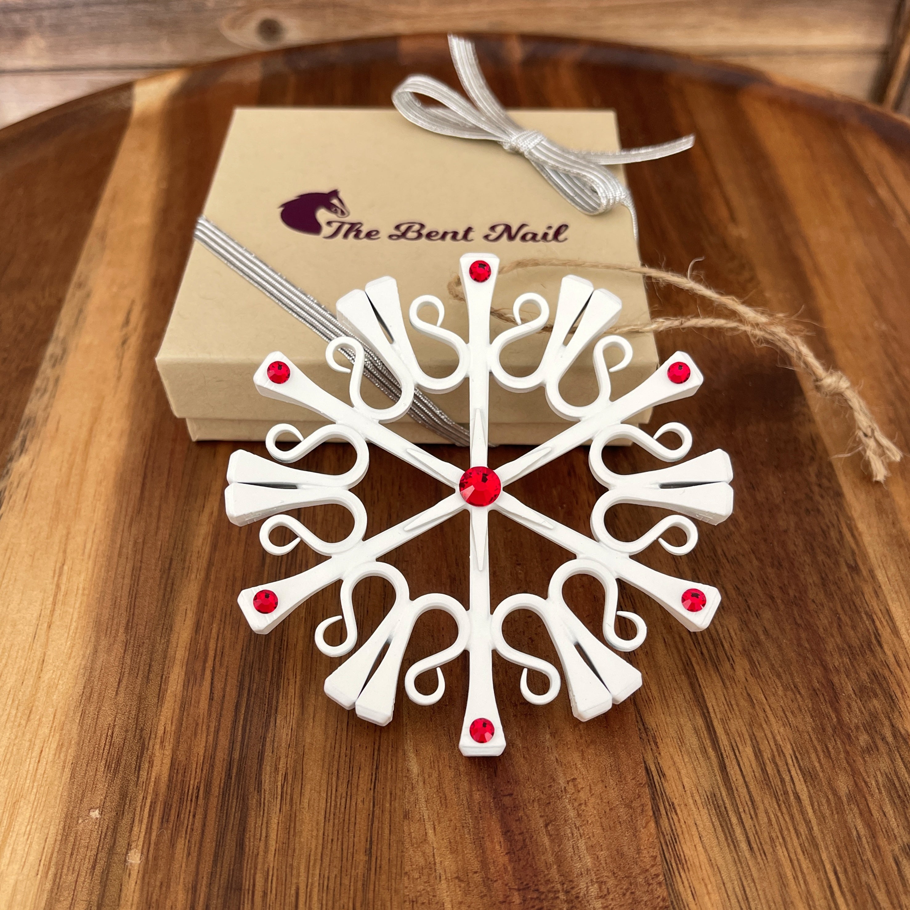 White Classic Snowflake with Crystals