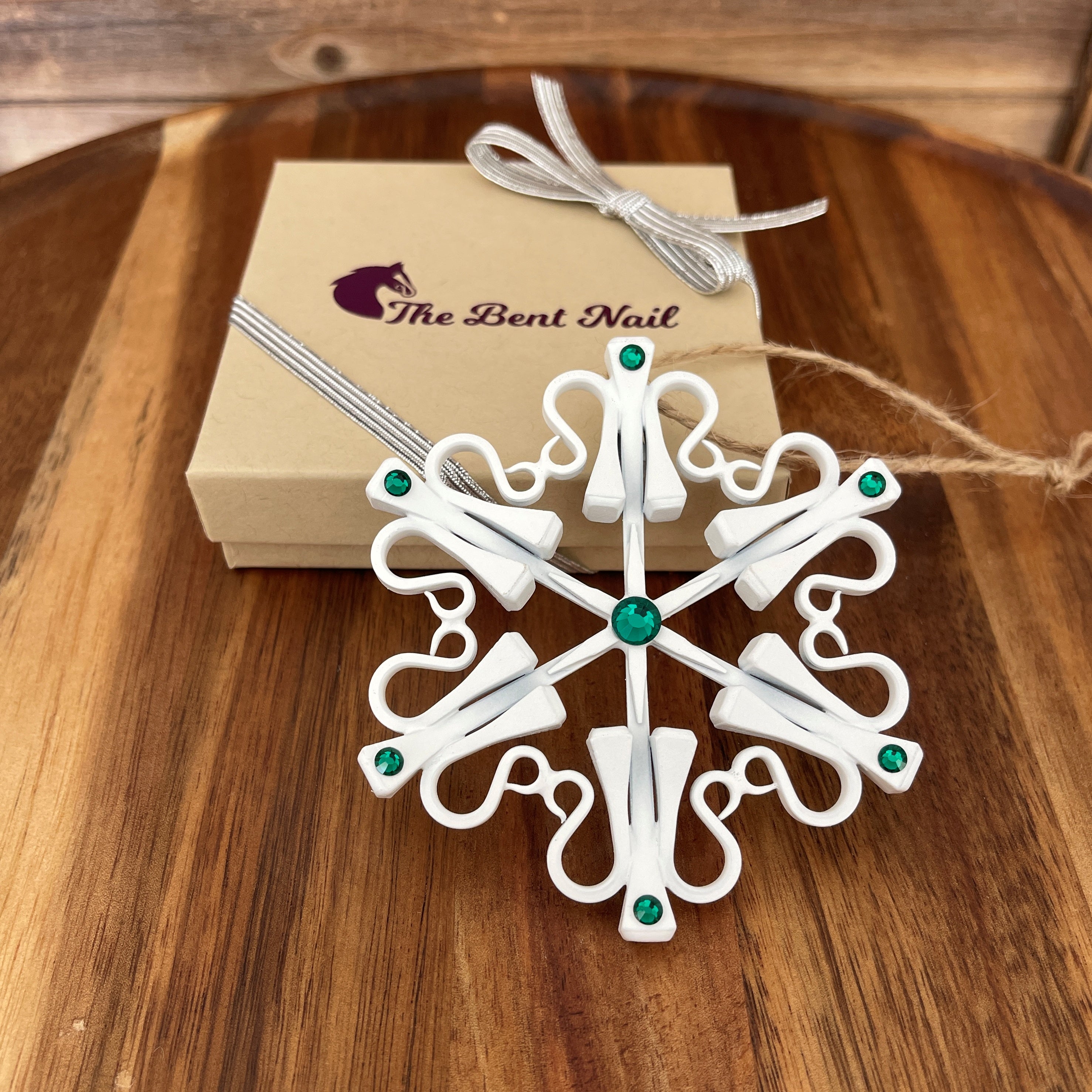 White Classic Snowflake with Crystals