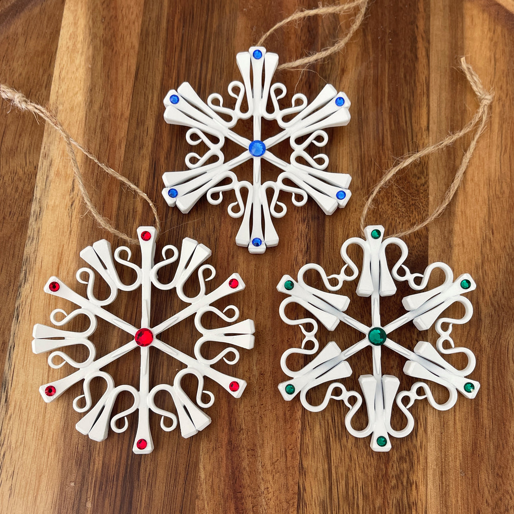 White Classic Snowflake with Crystals