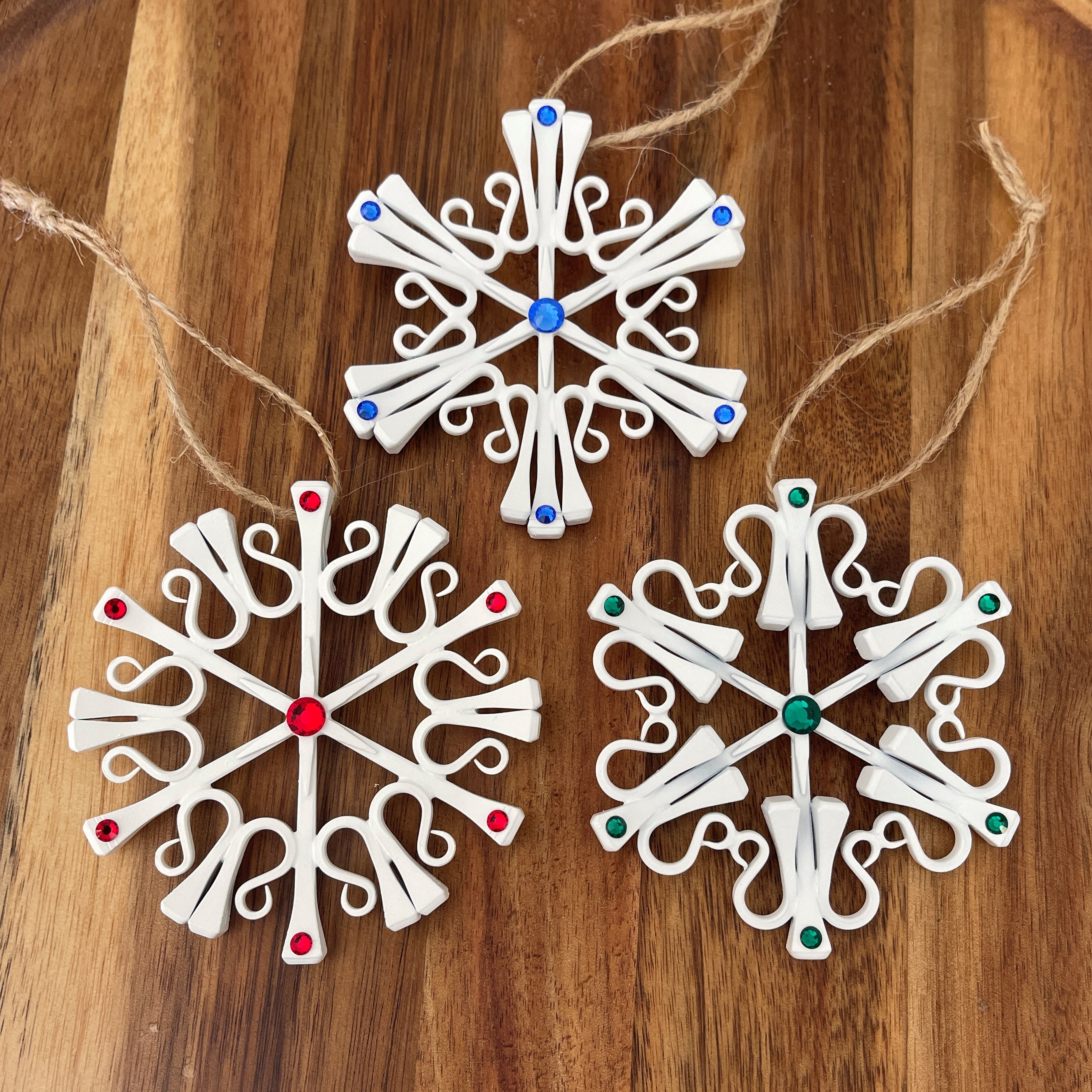 White Classic Snowflake with Crystals