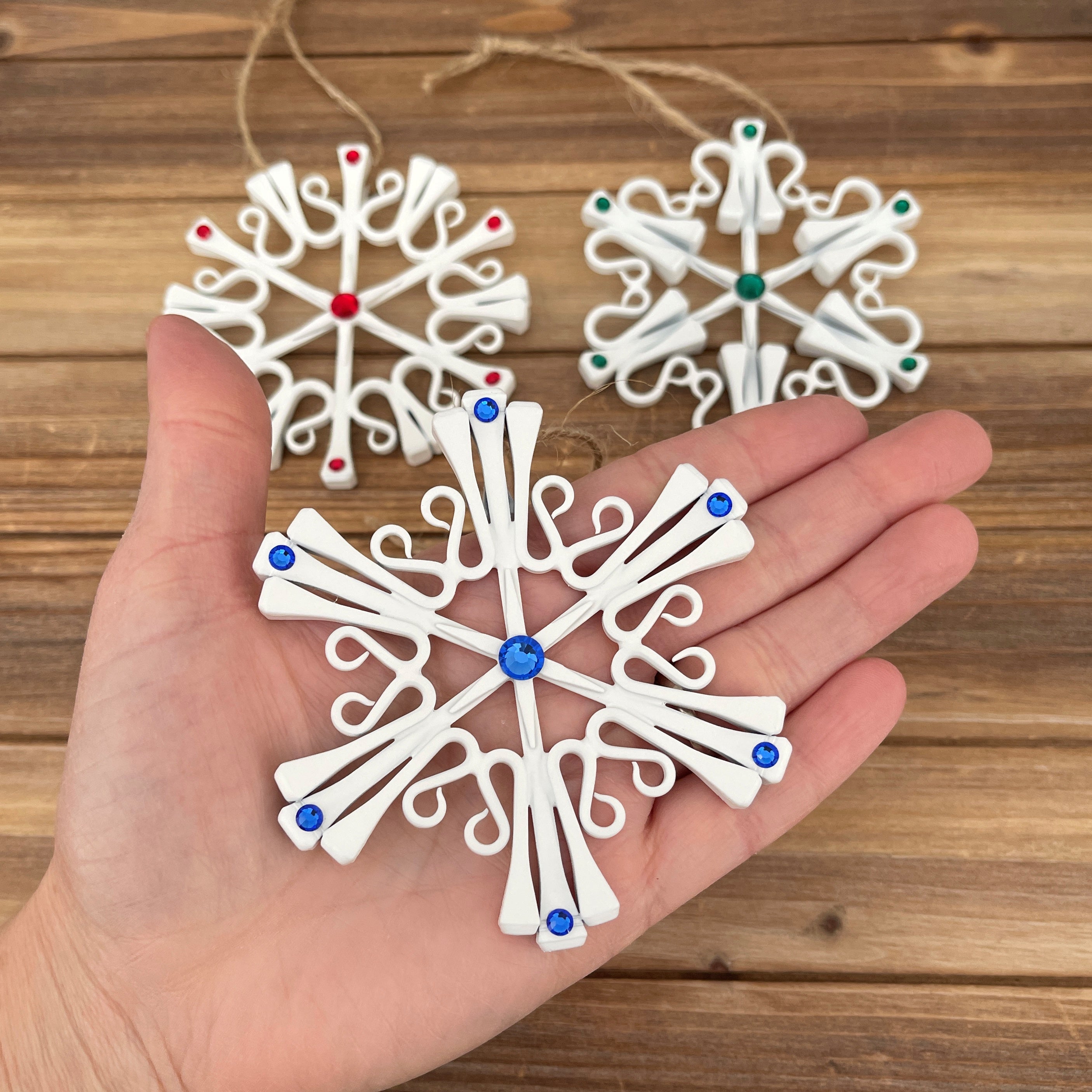 White Classic Snowflake with Crystals