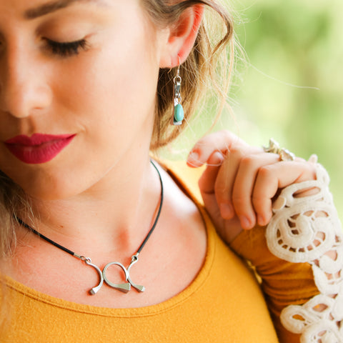 Triple Moon Goddess Necklace handmade with authentic Horseshoe