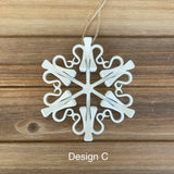 White Classic Snowflake with Crystals